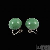  A. Dragsted - Copenhagen. 18k White Gold Earrings with Jade.