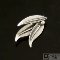 Danish Silver Leaf Brooch - N. E. From - VINTAGE