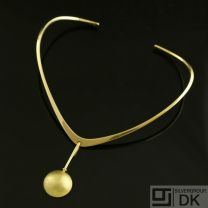 Danish Gold Neck Ring w/ Pendant - Bent Gabrielsen - Vintage
