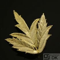 Danish Vintage Gilded Silver Brooch - Flora Danica, Leaf