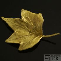 Danish Vintage Gilded Silver Pin Brooch - Flora Danica, Leaf