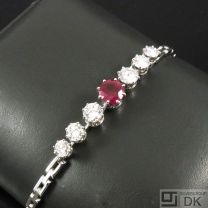A. Dragsted - Copenhagen. 14k White Gold Bracelet with Ruby and Diamonds.