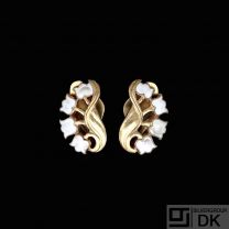 A. Dragsted - Copenhagen. Gold plated Sterling Silver Ear Clips with Enamel.