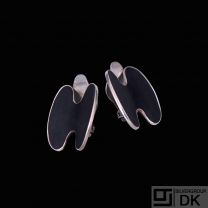 A. Dragsted - Copenhagen. Sterling Silver Ear Clips with Enamel.