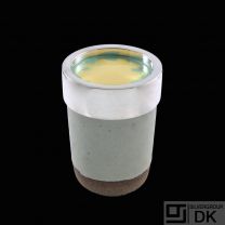 A. Michelsen / Palshus. Stoneware Jar with enamelled Sterling Silver Lid.