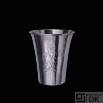 Georg Jensen. Hammered Sterling Silver Cup with Floral Motif #371. 1925-32 Hallmarks