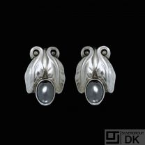 Georg Jensen. Sterling Silver Ear Clips with Hematite #108.