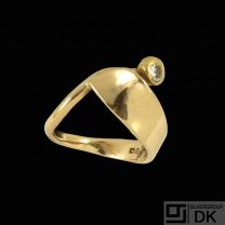 Allan Scharff. 18k Gold Ring with Diamond 0,1ct- 1989