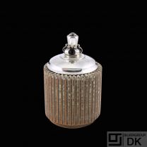 Arne Bang (1901 - 1983).  Fluted Stoneware Jar with Silver Lid.