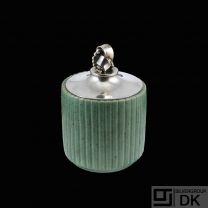 Arne Bang / Evald Nielsen.  Stoneware Jar with Silver Lid.