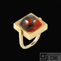 Johan Torp - Denmark. 14k Gold Ring with Moss Agate. 1960s