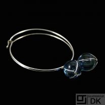 Bent Knudsen - Denmark. Sterling Silver Bangle With Blue Glass Ball-Pendants. 1960s