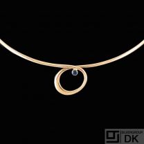 Bent Gabrielsen. 14k Gold Necklace with Sapphire 0,03ct  #779
