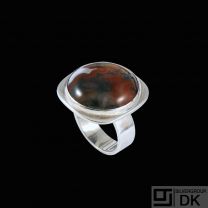 Bent Knudsen. Sterling Silver Ring with Moss Agate #35.