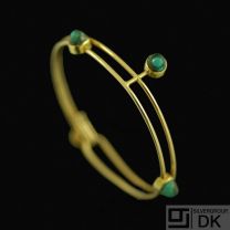 Bent Knudsen - Denmark. 14k Gold Bangle with turquoise. 1960s