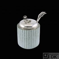 Arne Bang - Carl M. Cohr.  Stoneware Jar with Silver Lid and Spoon.