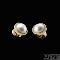 Boy Johansen. Danish 14k Gold Earrings with Pearl.