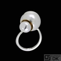 Georg Jensen Silver Ring # 509 CAVE with 18 Ct. Gold 