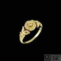 Conrad Petersen - Copenhagen. 14k Gold Ring with Diamond 0.02ct.