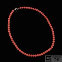 Coral Bead Necklace with 14k Gold Clasp.