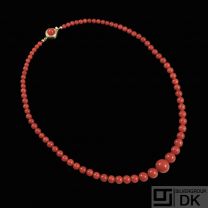 Coral Bead Necklace with Gold plated Clasp.