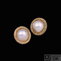 Danish 14k Gold Ear Clips with Pearl.