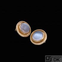 Danish 14k Gold Ear Clips with Moonstone.