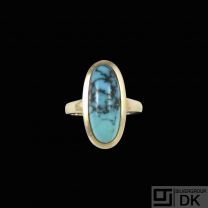 Danish 14k Gold Ring with Turquoise.