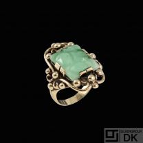 Danish Art Nouveau 14k Gold Ring with Jade.