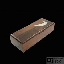 Danish Rio Rosewood Box with Inlaid Sterling Silver 'Fish' - 1960s