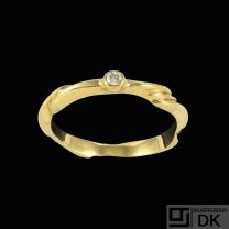 Georg Jensen. 18k Gold Solitaire Ring with Diamond 0.04ct