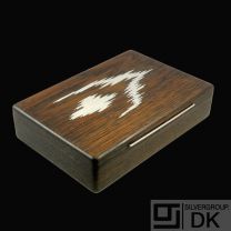 Bog Oak Box with Inlaid Sterling Silver 'Abstract Motif'- Denmark - 1960s