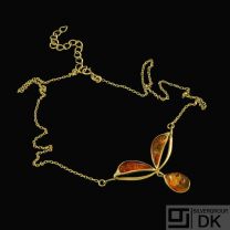 TSD - Denmark. 14k Gold Necklace with Amber