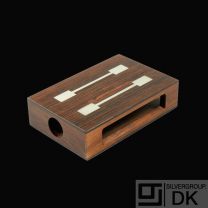 Hans Hansen. Rio Rosewood Match Box Holder with Inlaid Sterling Silver - 1960s