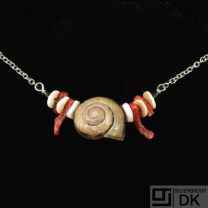 Torben Hardenberg. Necklace with Moon Snail, Coral and Puka Shell. 