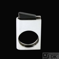 Danish Sterling Silver Ring with Onyx - 1960s