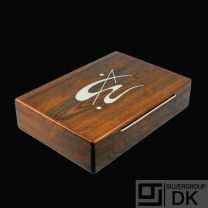 Rio Rosewood Box with Inlaid Sterling Silver 'Abstract Motif'- Denmark - 1960s