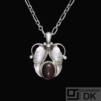 Georg Jensen. Sterling Silver Pendant of the Year with Garnet - Heritage 1994
