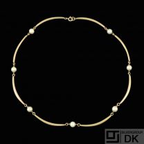 DGH - Copenhagen. 14k Gold Necklace with Pearls. 1960s.