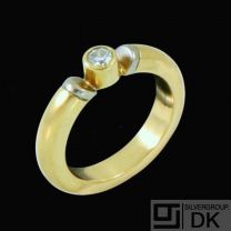 Georg Jensen. 18k Yellow & White Gold Solitaire Ring - Diamond. 0.12ct.