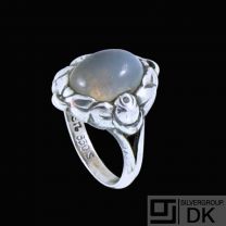 Evald Nielsen 1879 - 1958. Art Nouveau Silver Ring with Moonstone.