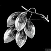 Danish Sterling Silver Leaf Brooch - Aarre & Krogs Eftf. -VINTAGE