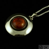 N. E. From. Denmark.Sterling Silver Pendant with Amber - 1960s