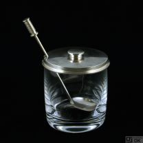 Georg Jensen Marmelade Jar with Sterling Silver Lid / Cover and Spoon - Bernadotte #710