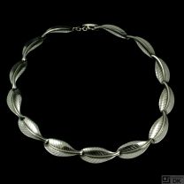 Hermann Siersbøl. Danish Sterling Silver Leaf Necklace - 1960s