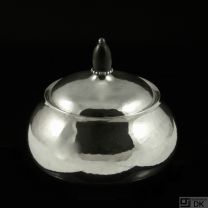 Georg Jensen Hammered Sterling Silver Sugar Bowl #80A - 1945-51 Hallmarks.