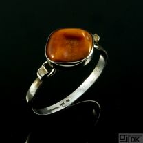 Erik Styrbech. Silver Bangle with Amber - Denmark 1960s
