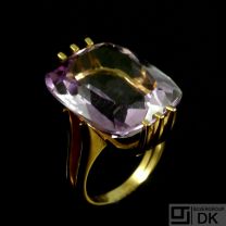 14k Gold Ring with large Faceted Amethyst