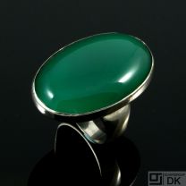 Georg Jensen. Sterling Silver Ring with Green Agate #90B