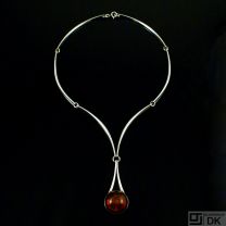 N. E. From - Denmark. Sterling Silver Necklace with Amber. 1960s